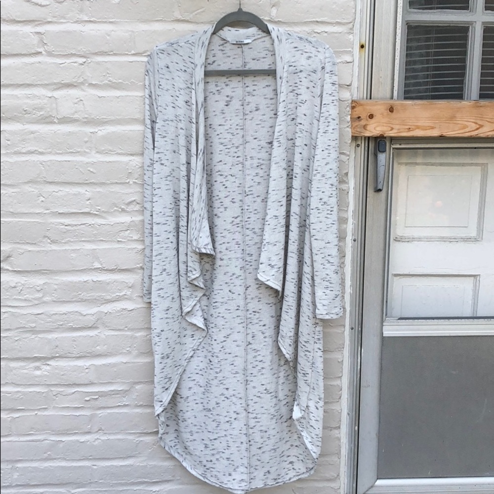Heather grey hi-low wrap cardigan